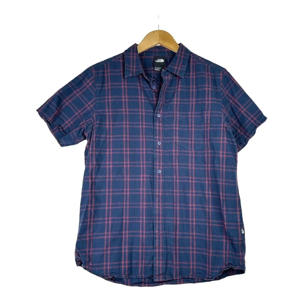 THE NORTH FACE Shirt‎ Mens Plaid Gingham Lined Flannel Button Down Cotton Size M